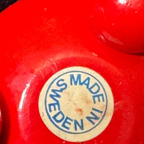 Sweden Hand-Painted Red Wooden Mini Candle Holders Floral Daisy - Picture 8 of 10